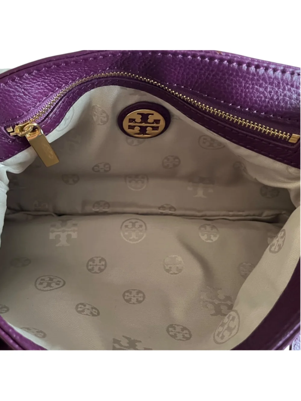 Tory Burch Crossbody Bag Leather Violet - PLUM Gold Trim